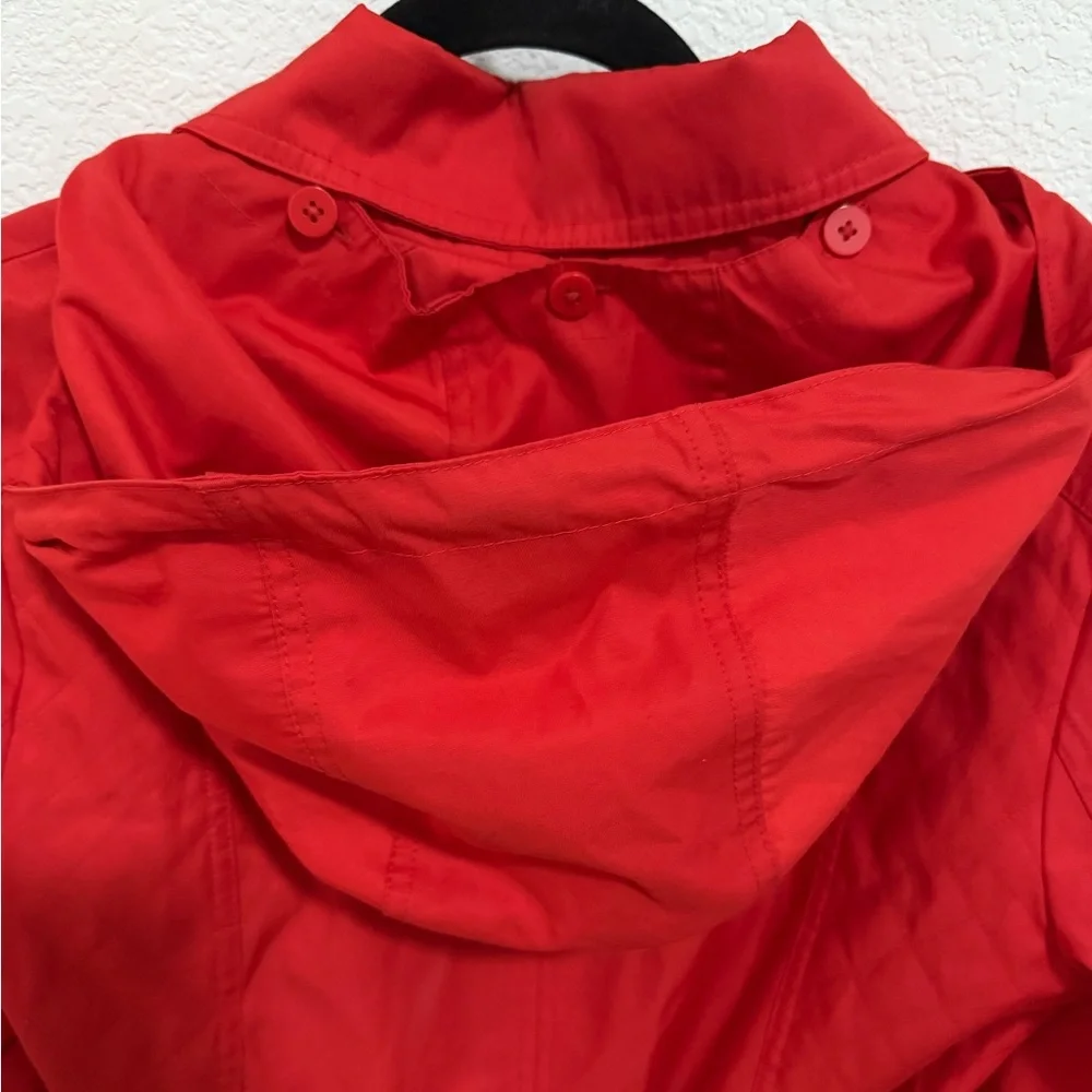 MICHAEL Michael Kors Red Belted Trench Coat Rain Jacket Hooded Size M Medium